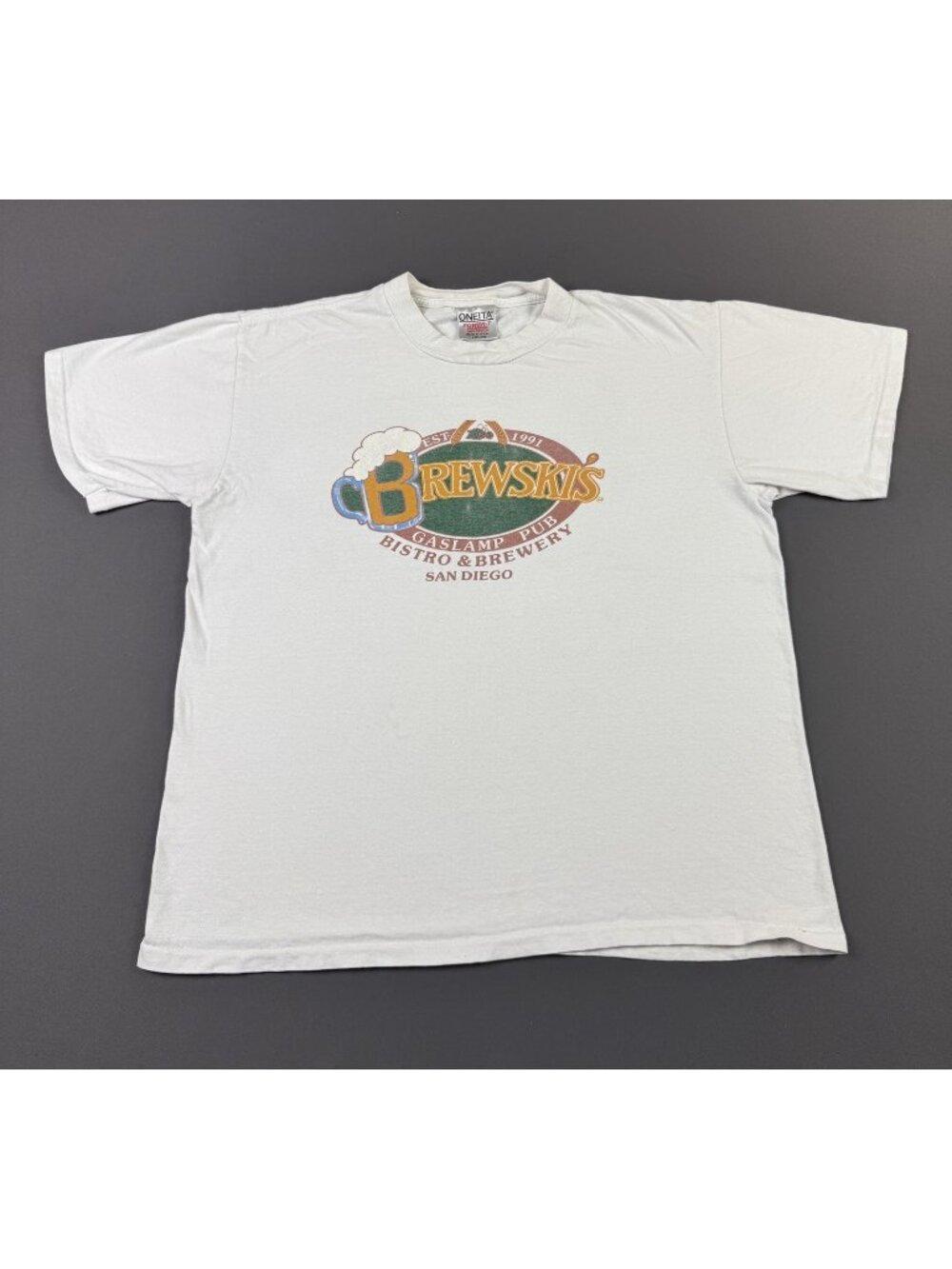 Rare Vintage 90s Brewskis Gaslamp Pub Bistro & Brewery San Diego Oneita Large T